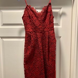Deep red midi dress